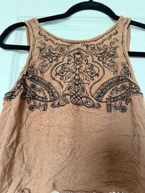 Forever 21 Brown Cropped Embroidered Tank Top – Size Medium